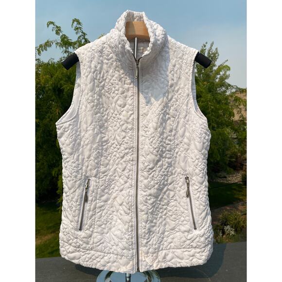 Christopher & Banks Vest White Quilted Zip Front Size Medium - Picture 1 of 6